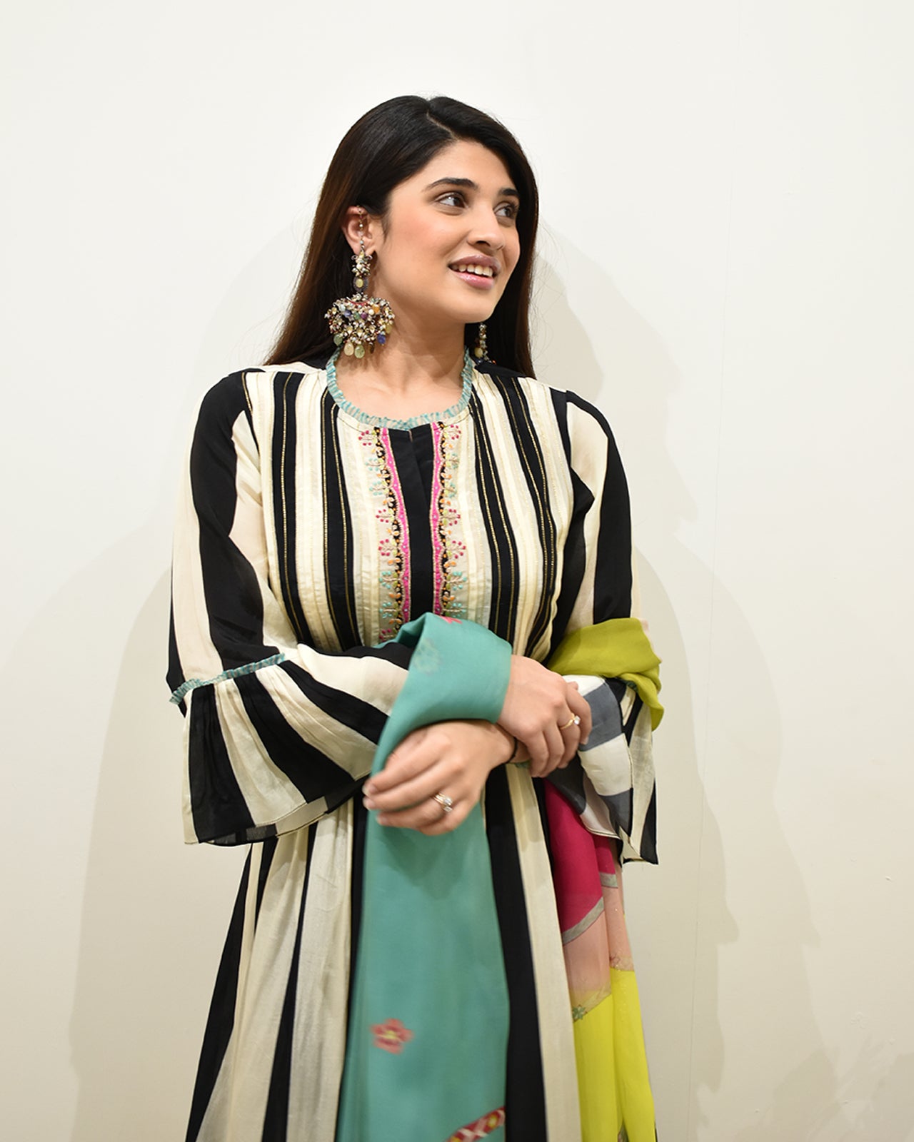 EXCLUSIVE EDIT BLACK/ IVORY STRIPE KURTA SET