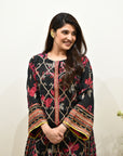 EXCLUSIVE EDIT BLACK PRINTED CHOGA STYLE KURTA SET