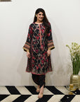 EXCLUSIVE EDIT BLACK PRINTED CHOGA STYLE KURTA SET