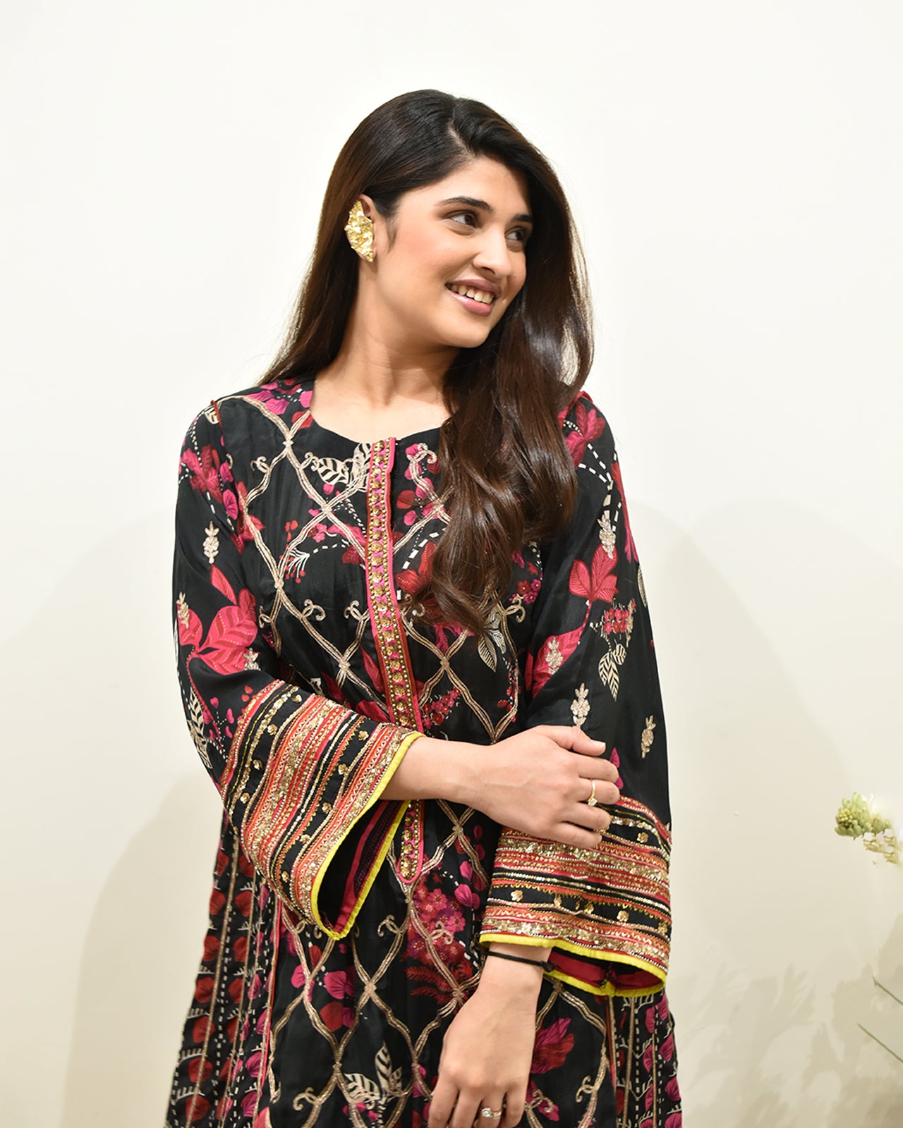 EXCLUSIVE EDIT BLACK PRINTED CHOGA STYLE KURTA SET