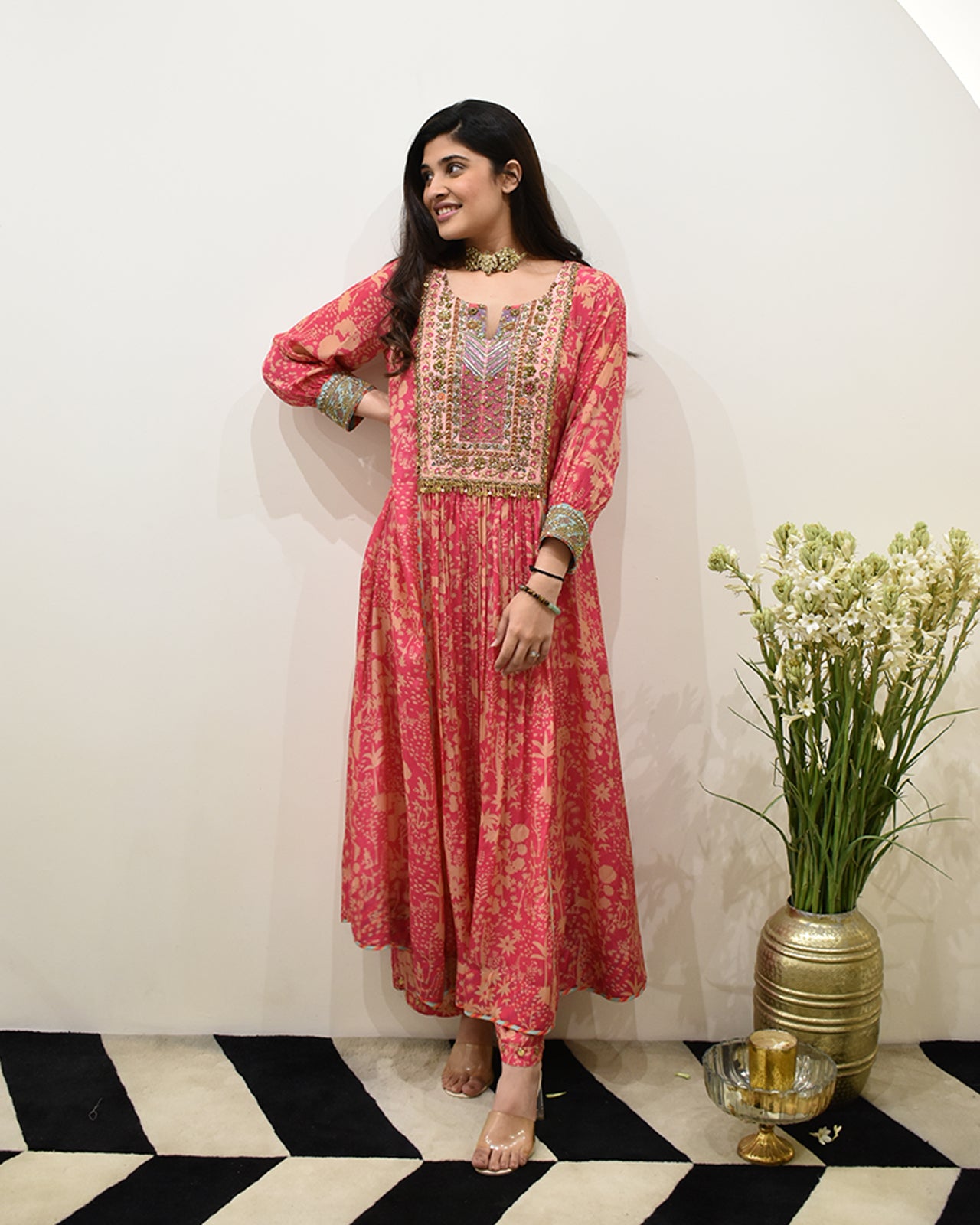 EXCLUSIVE EDIT SHADOW PRINT HIGHLIGHT YOKE KURTA SET