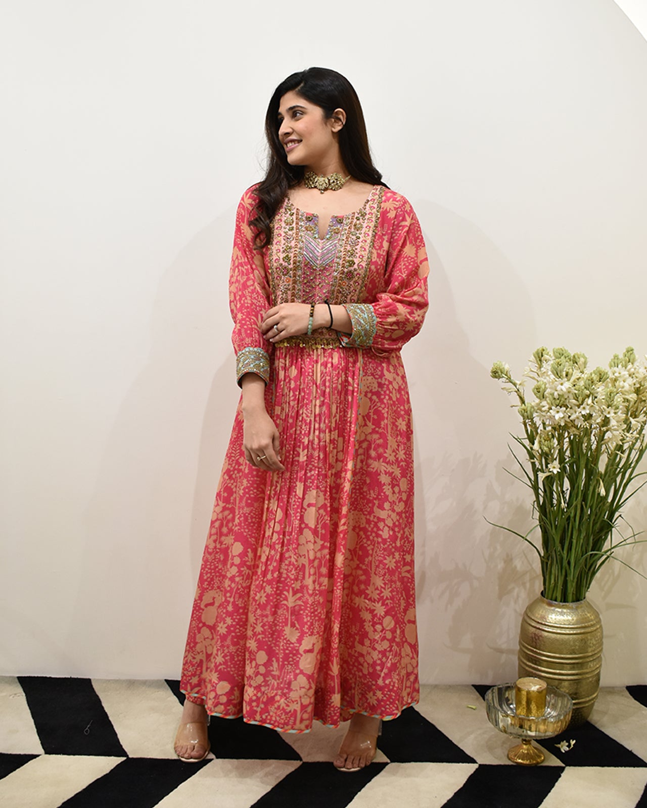 EXCLUSIVE EDIT SHADOW PRINT HIGHLIGHT YOKE KURTA SET