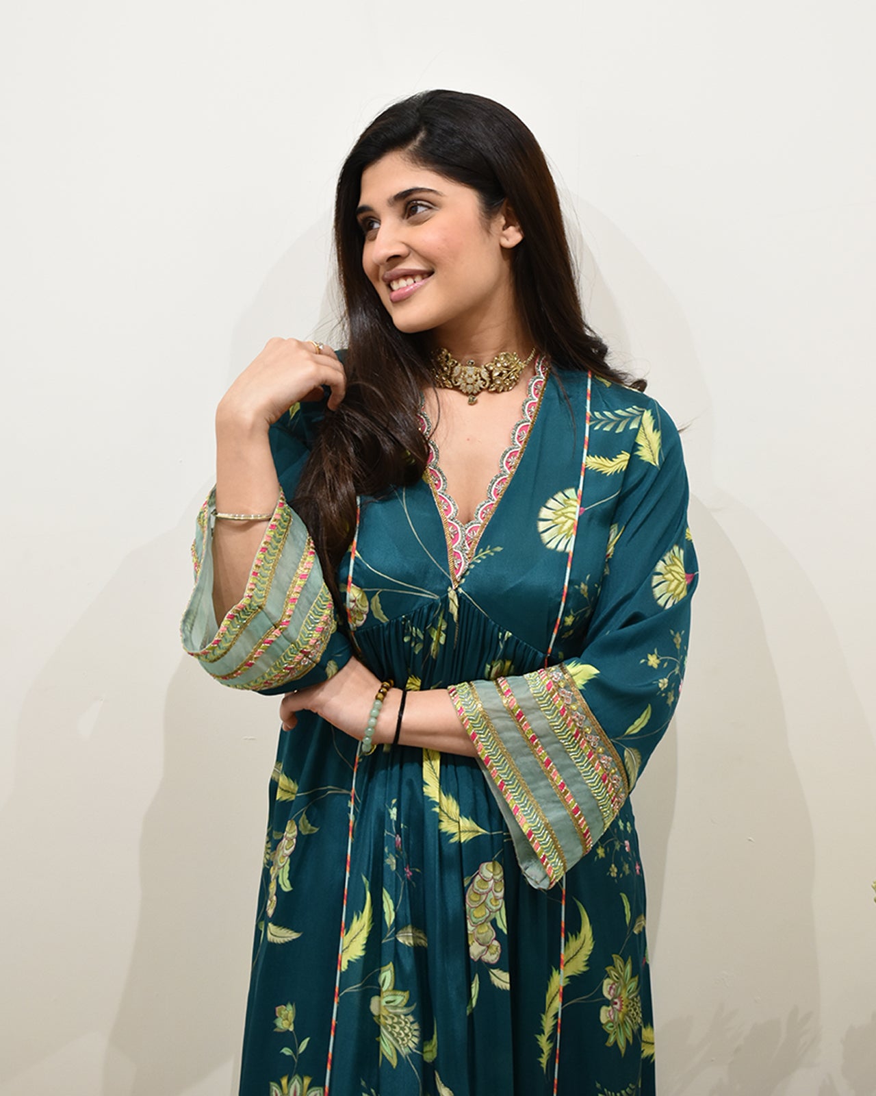 EXCLUSIVE EDIT FARIBA PRINT FRONT PUCKERING KURTA SET