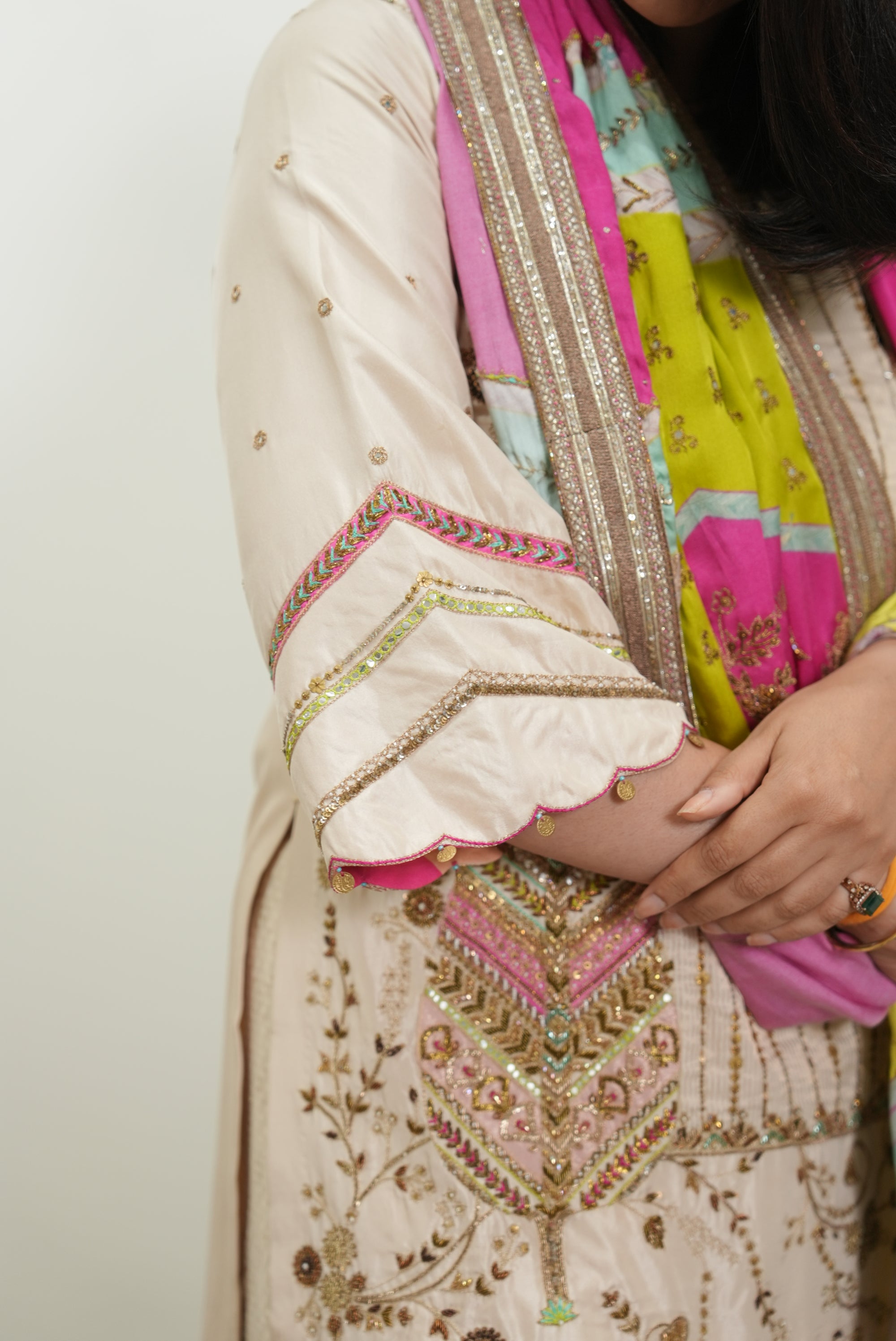 Retro Raani Ivory Silk Tree Sharara Set