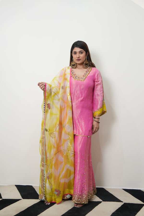Fariba Tissue Printed Sharara Set