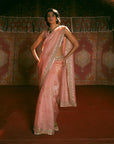 Reejh Tissue Pastel Pink Jacket Saree Set