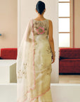 NILOUFER IVORY FLOWER BOOTAS SAREE SET
