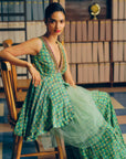 NILOUFER GREEN GULTARA PEPLUM SHARARA SET