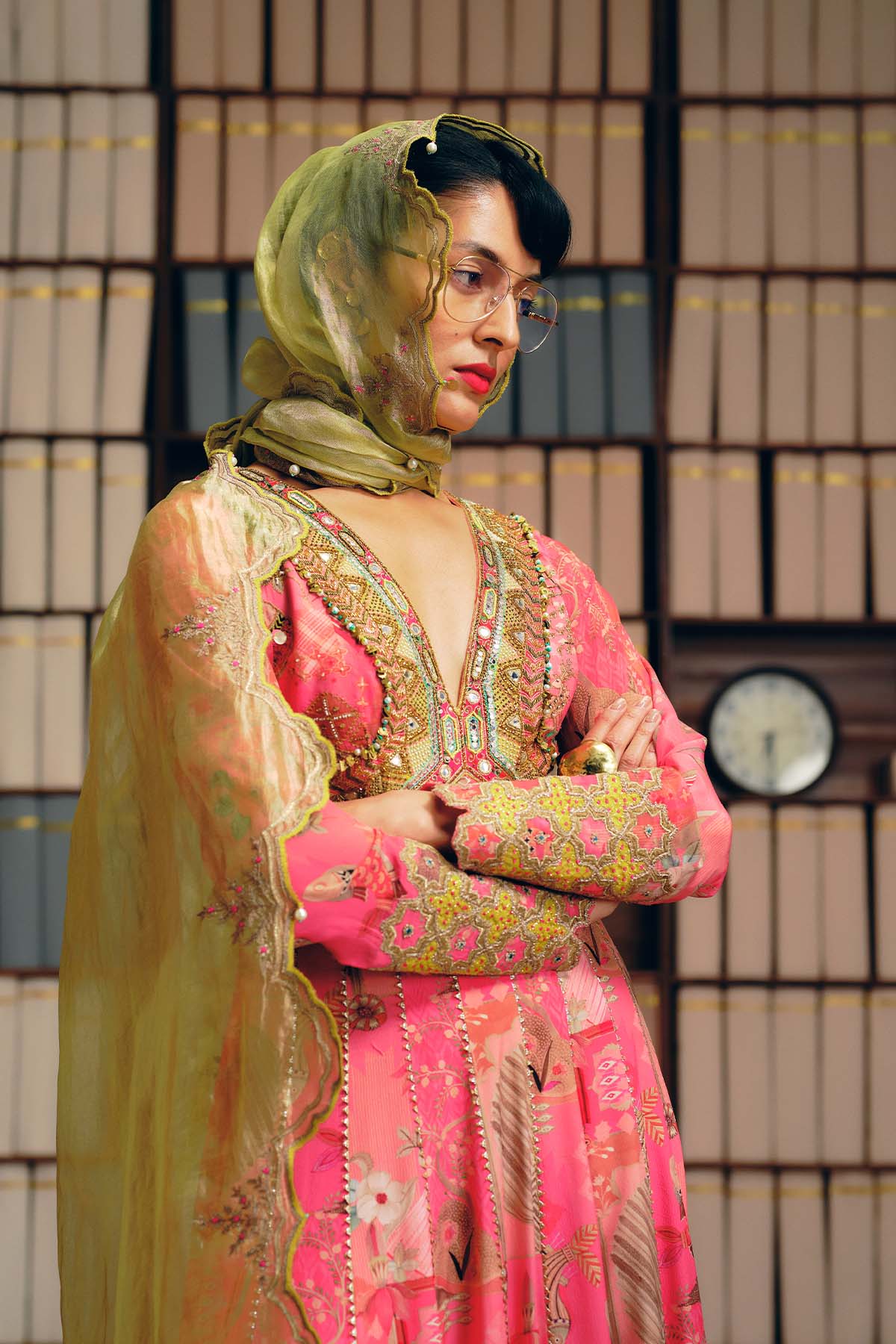 NILOUFER ROSE PINK GULRANG ANARKALI SET
