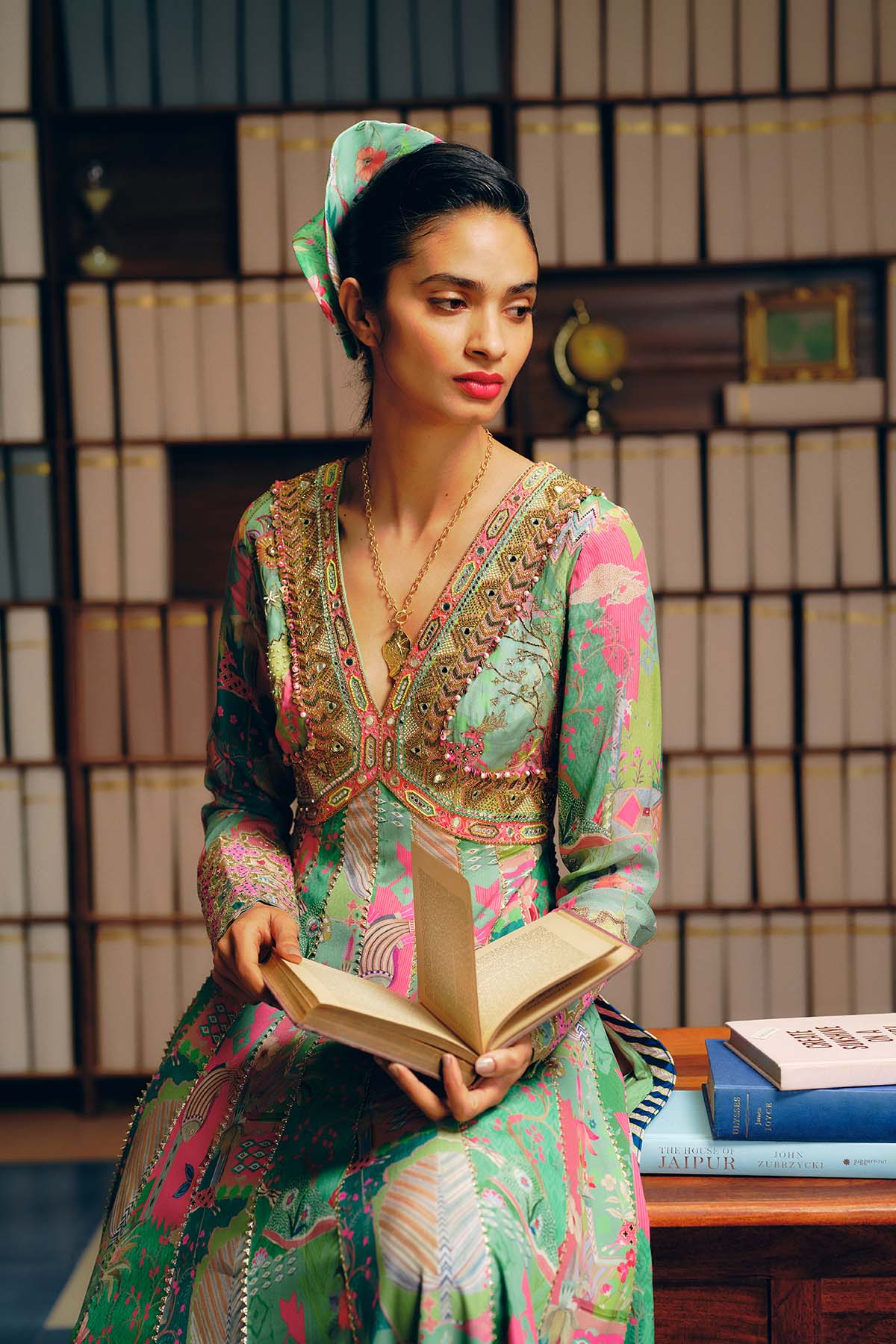 NILOUFER GREEN GULRANG ANARKALI SET