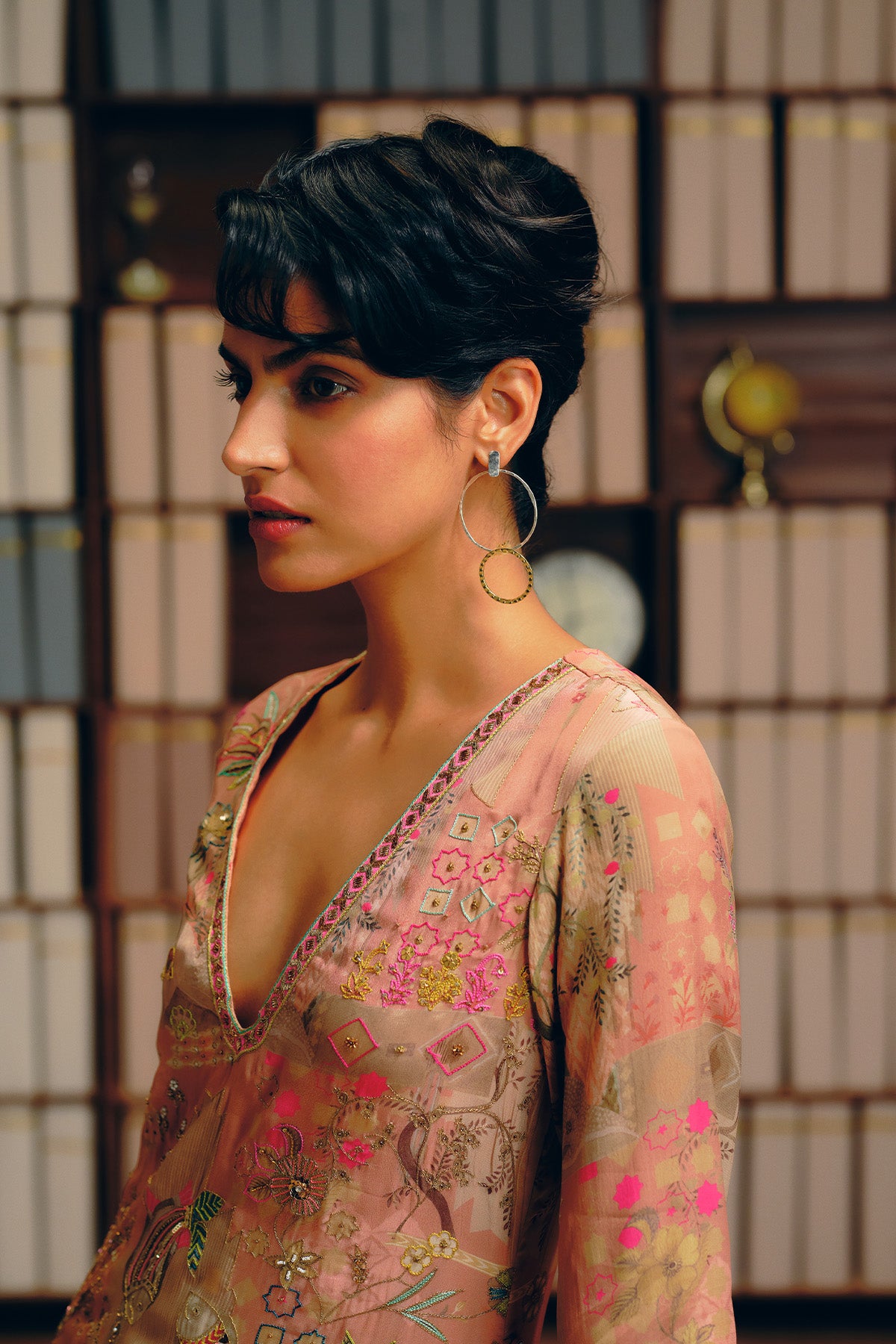 NILOUFER PASTEL PINK GULRANG ASYMMETRICAL KURTA SET