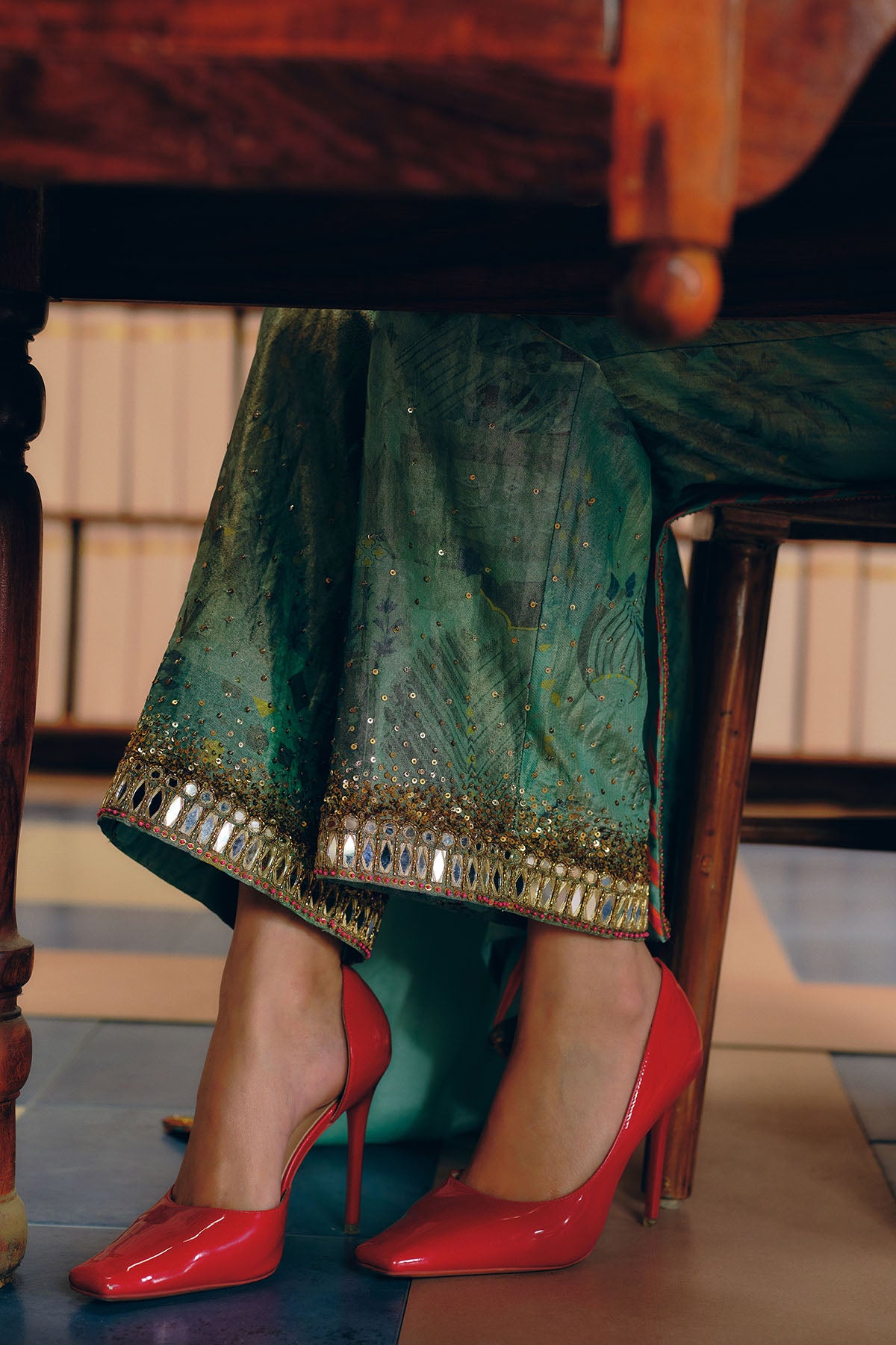 NILOUFER POWDER BLUE TISSUE GULRANG KURTA SET