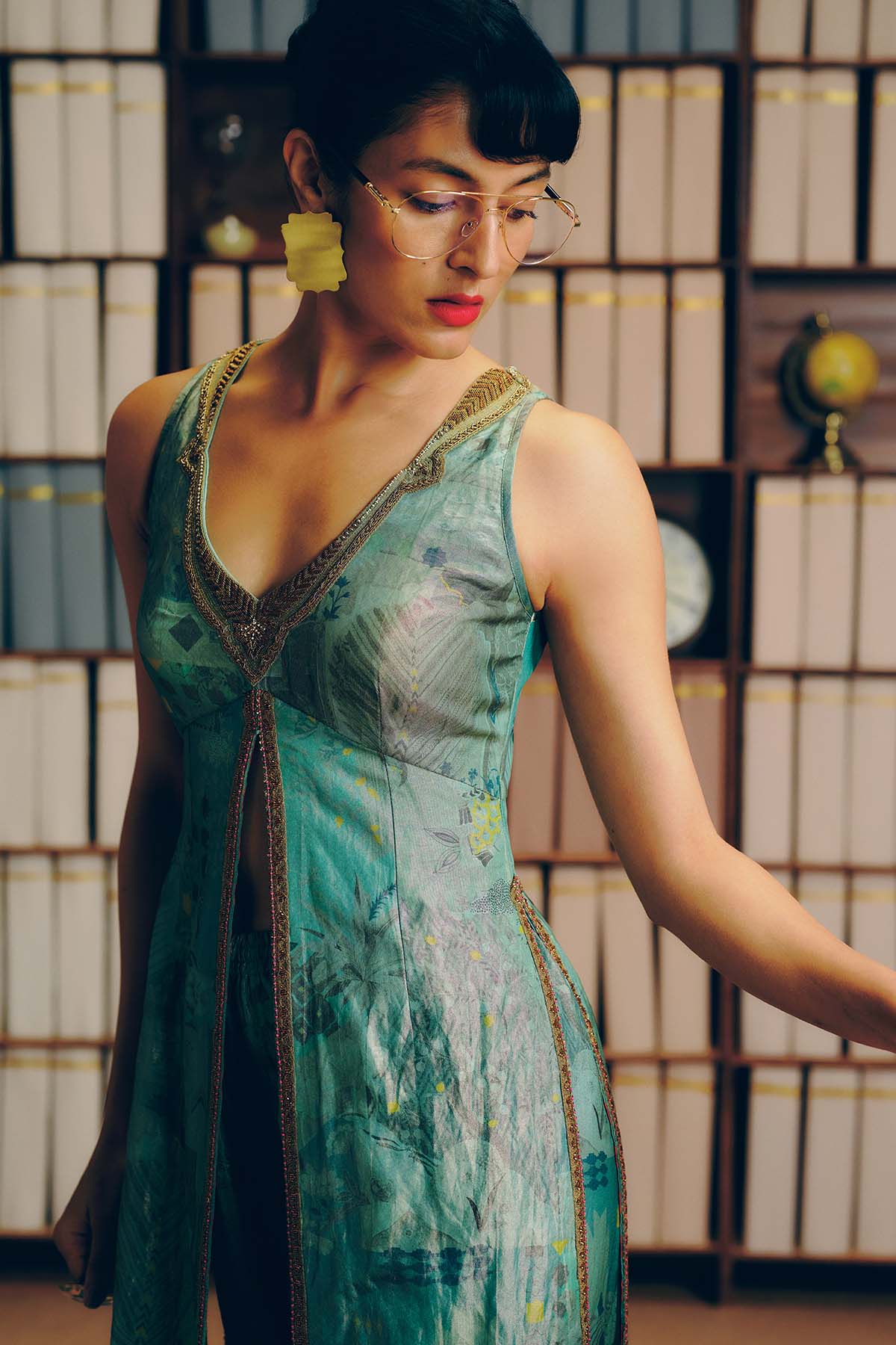 NILOUFER POWDER BLUE TISSUE GULRANG KURTA SET