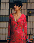 NILOUFER RED-MAGENTA GULRANG ASYMMETRICAL KURTA SET