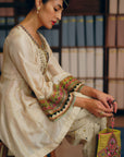 NILOUFER IVORY SHORT SIDE KALI KURTA SET