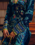 NILOUFER TEAL GULRANG ASYMMETRICAL KURTA SET