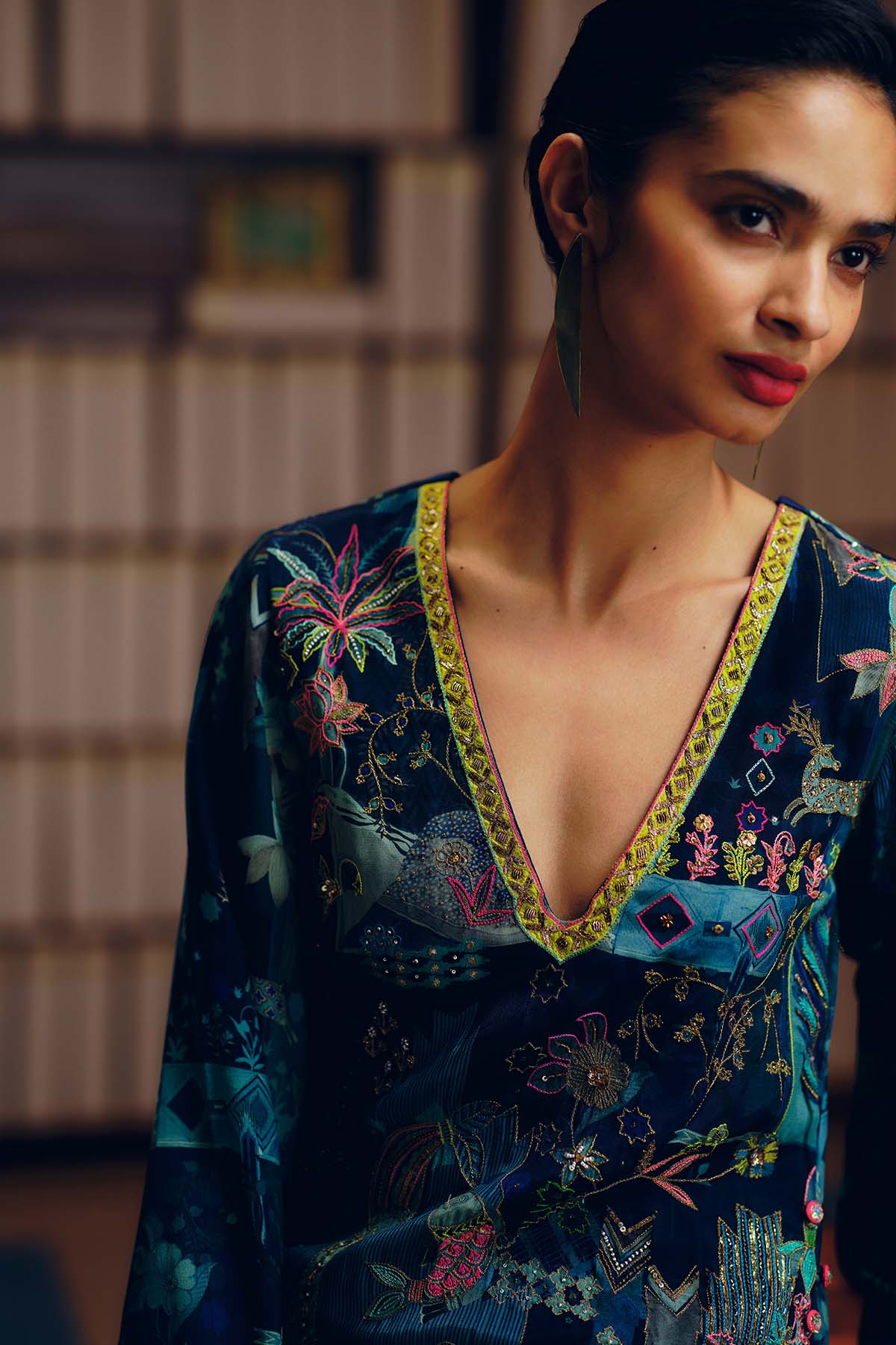 NILOUFER TEAL GULRANG ASYMMETRICAL KURTA SET