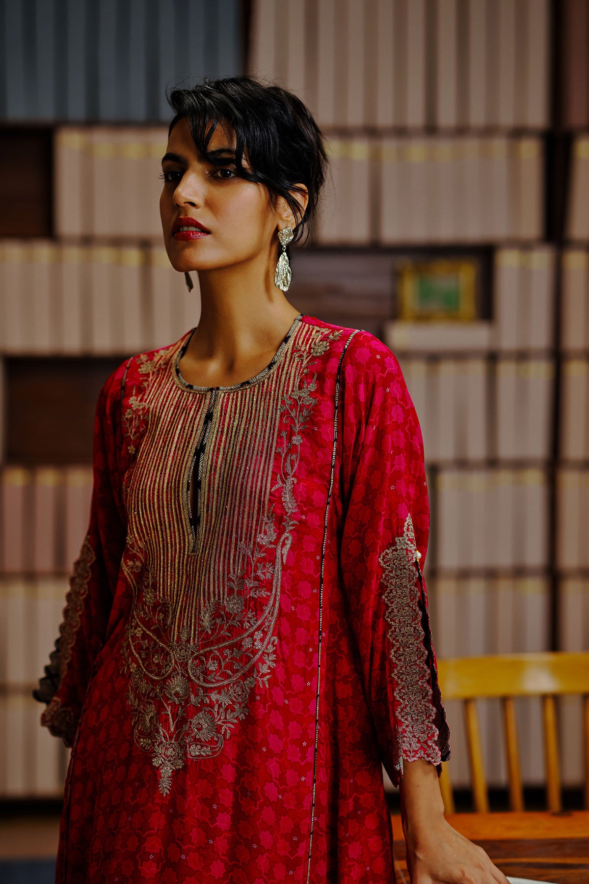NILOUFER RED GULTARA PRINTED KURTA SET