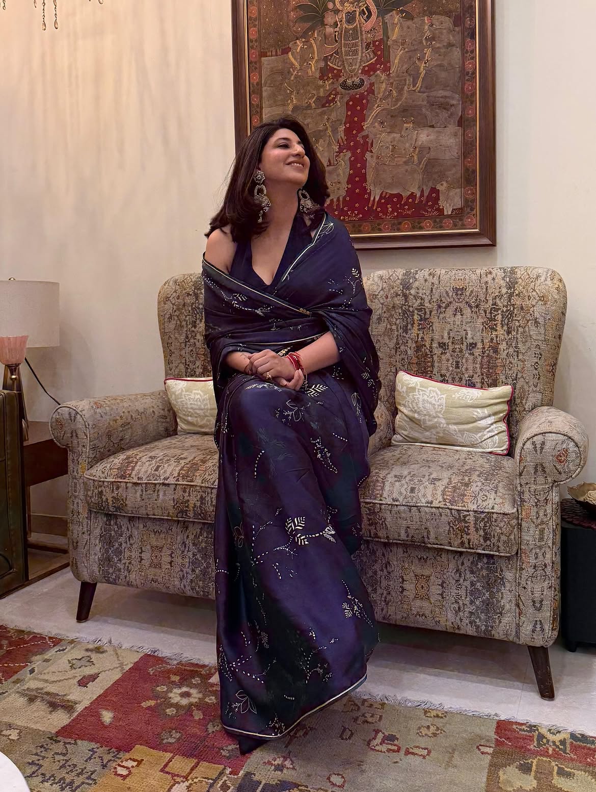Safar Midnight Blue Printed Saree