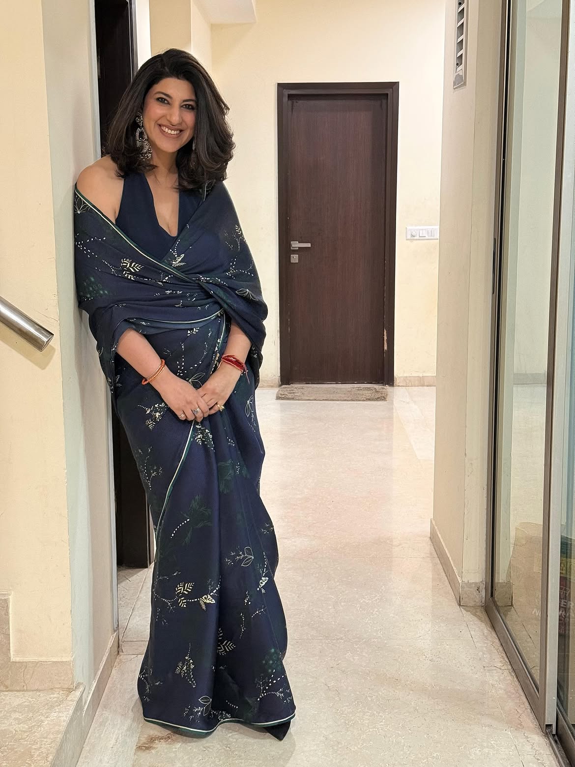 Safar Midnight Blue Printed Saree