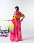 Sakhi Hot Pink Phulkari Yoke Gharara Set