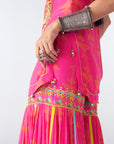 Sakhi Hot Pink Phulkari Yoke Gharara Set