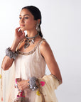 Sakhi Ivory Tissue Short Anarkali Set