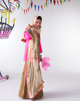 Sakhi Hot Pink Long Yoke Gharara Set