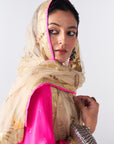 Sakhi Hot Pink Long Yoke Gharara Set