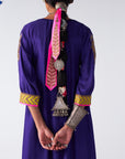 Sakhi Purple Silk Booti Kaftan Kurta Set