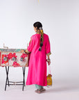 Sakhi Hot Pink Silk Booti Kaftan Kurta Set