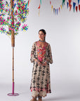 Sakhi Black And White Phulkari Yoke Kurta Set