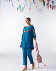 Sakhi Teal Blue Silk Co-Ord Set