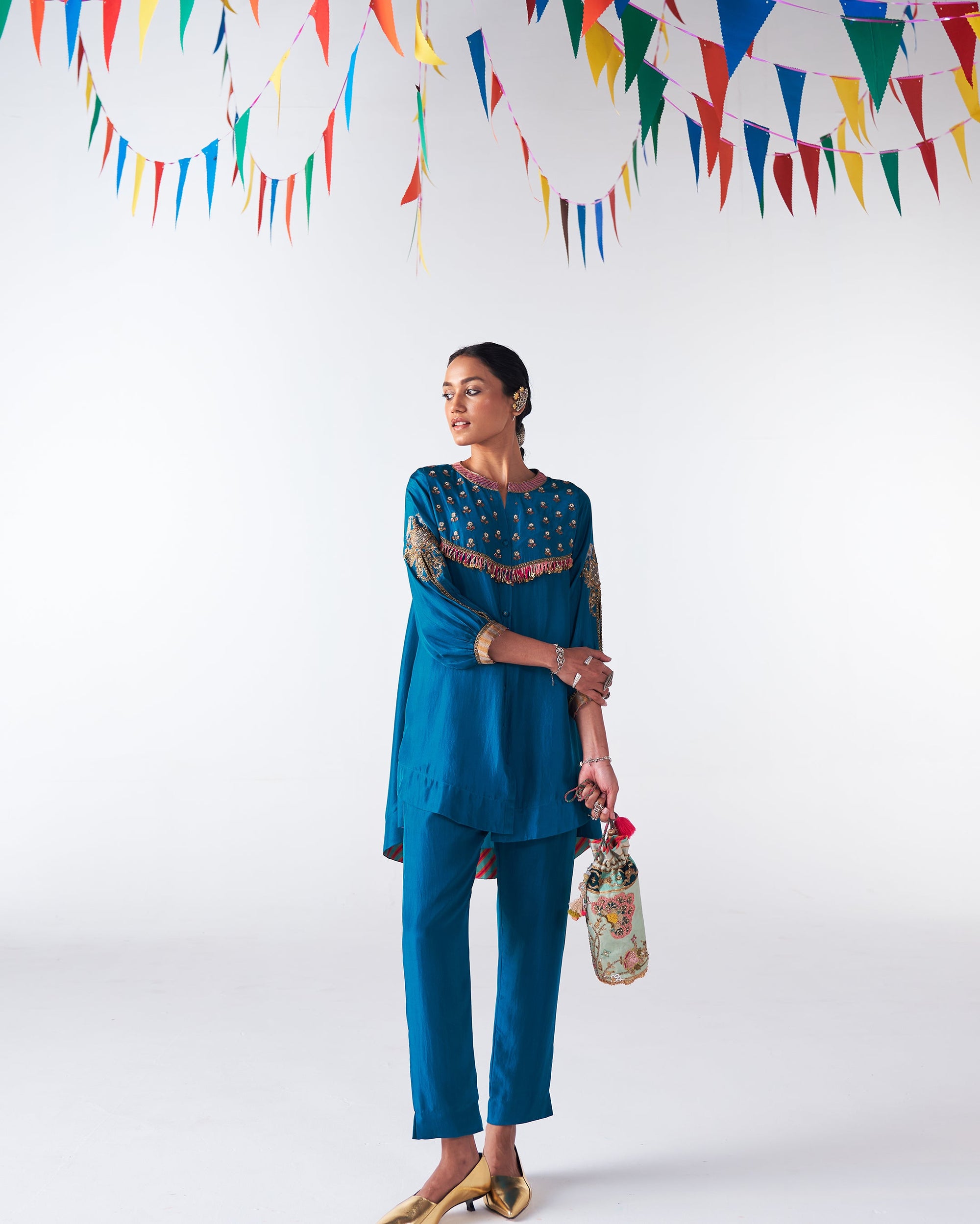 Sakhi Teal Blue Silk Co-Ord Set