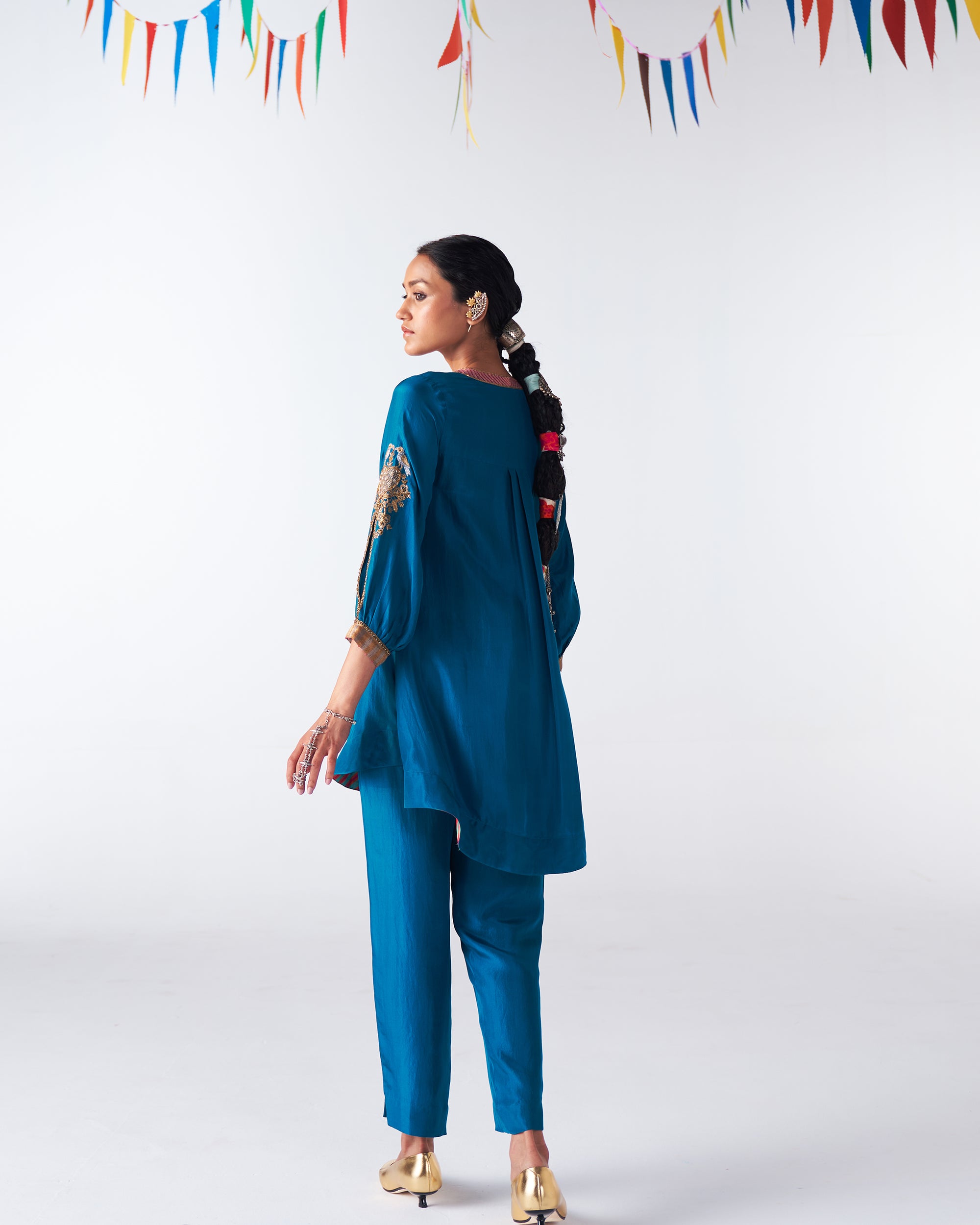 Sakhi Teal Blue Silk Co-Ord Set