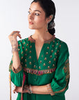 Sakhi Bottle Green Silk Co-Ord Set