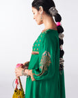 Sakhi Bottle Green Silk Co-Ord Set