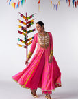 Sakhi Hot Pink Printed Jacket Anarkali Set