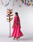 Sakhi Hot Pink Printed Jacket Anarkali Set