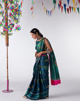 Sakhi Teal Printed Saree Set