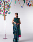 Sakhi Teal Printed Saree Set