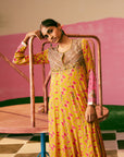 Sakhi Yellow Phulkari Short Yoke Anarkali Set