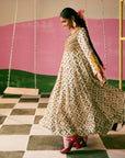 Sakhi Black and White Phulkari Short Yoke Anarkali Set