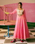 Sakhi Hot Pink Jacket Anarkali Set