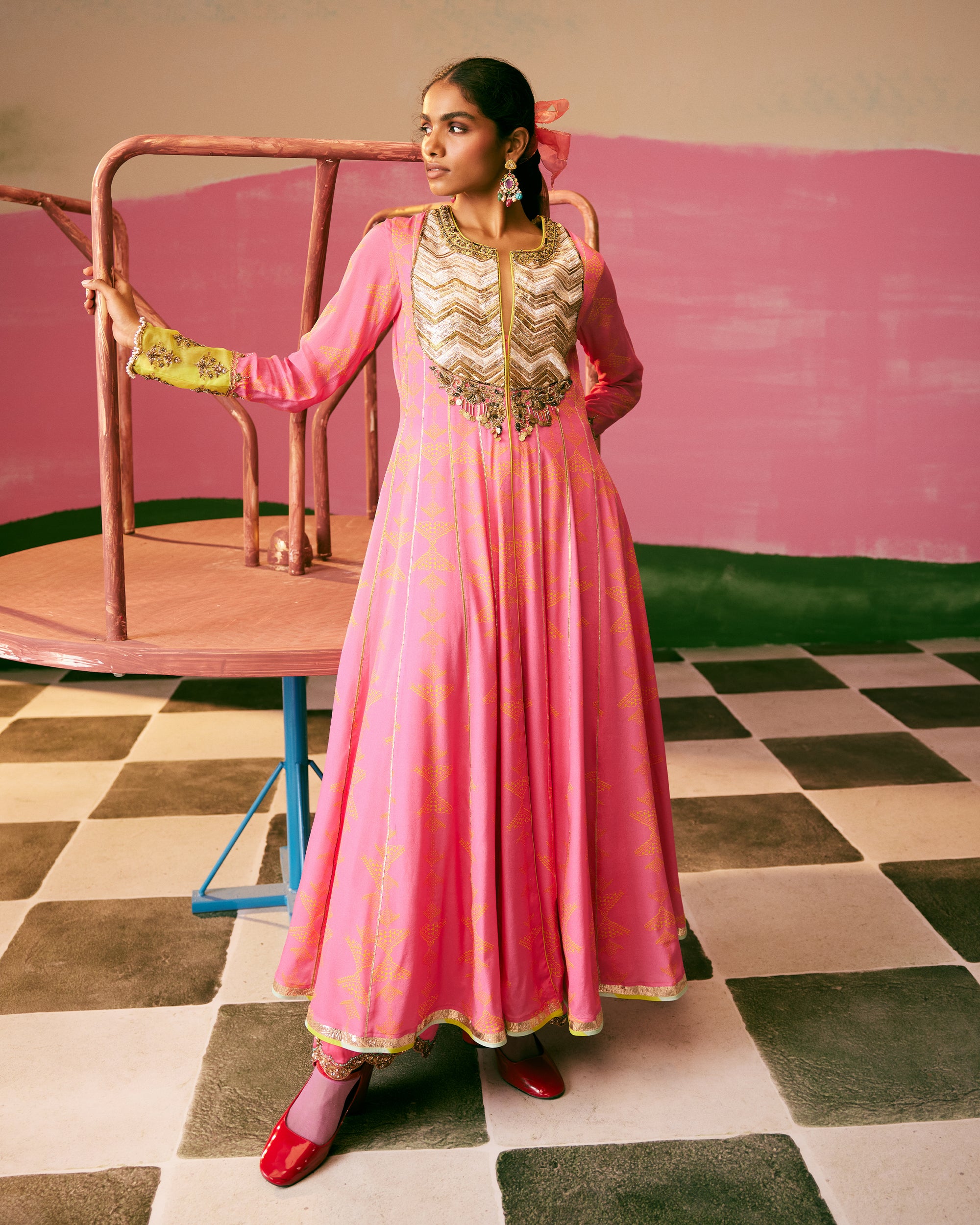 Sakhi Hot Pink Jacket Anarkali Set Raji Ramniq Sakhi Hot Pink Jacket Anarkali Set Raji Ramniq