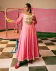 Sakhi Hot Pink Jacket Anarkali Set