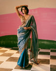 Sakhi Teal Blue Tissue Silk Saree