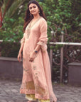 Pastel Pink Jaal Kreethy Suresh Organza Kurta Set