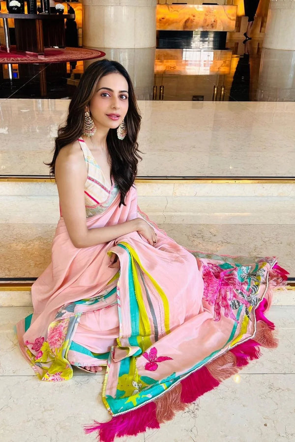 Rakulpreet Singh Pastel Pink  Orchid Sari