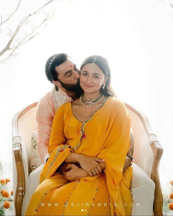 Alia Bhatt Lime Yellow Kalidaar  Anarkali Kurta Set